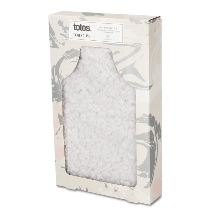 totes toasties® Ladies Textured Faux Fur Hot Water Bottle Grey Extra Image 1